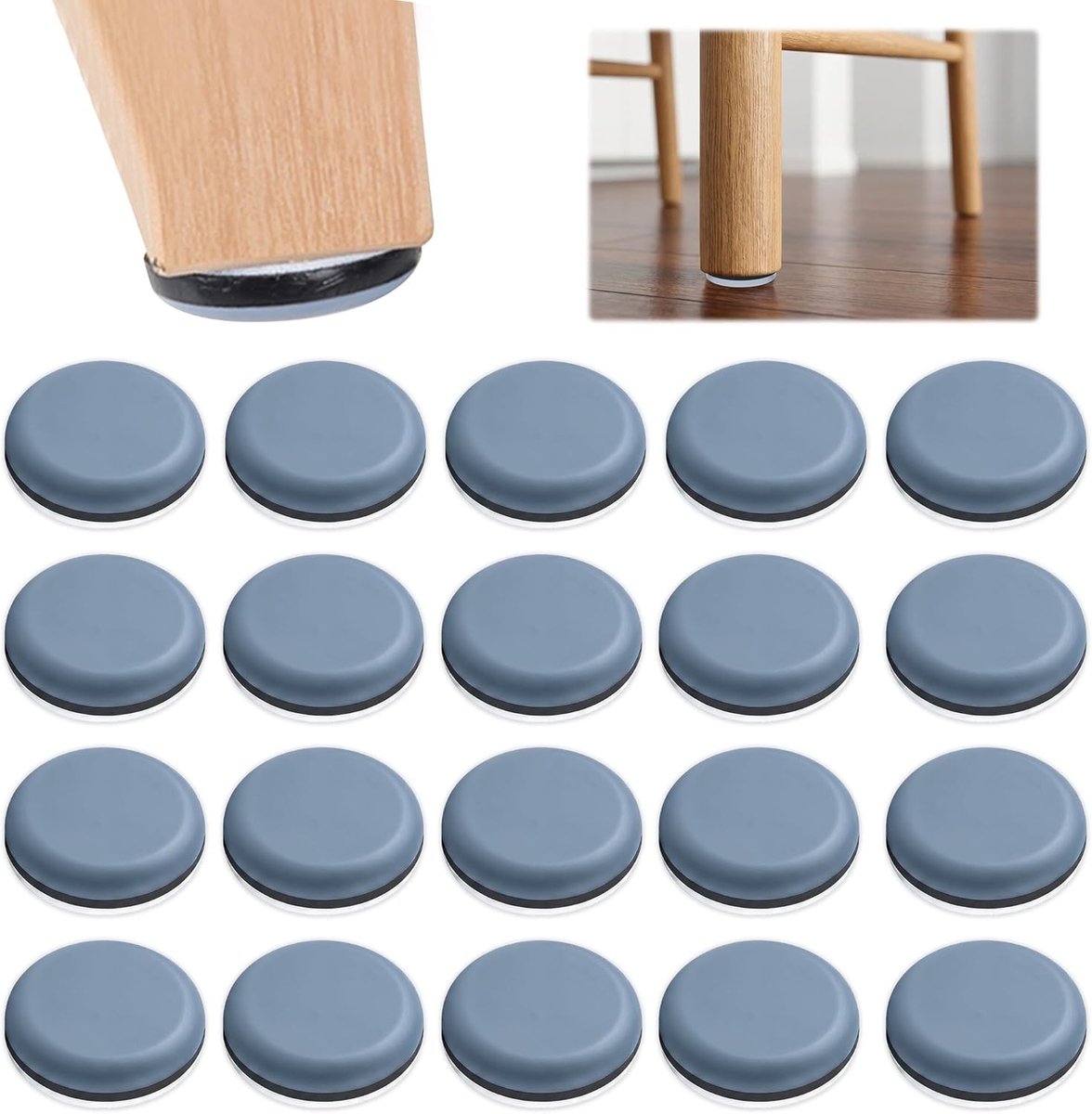20 Stuks Zelfklevende Ronde Teflon Glijders van 25mm voor Zware Meubels zoals Stoelen en Tafels, Ideaal voor Vloerschade Preventie en Gemakkelijk Gebruik