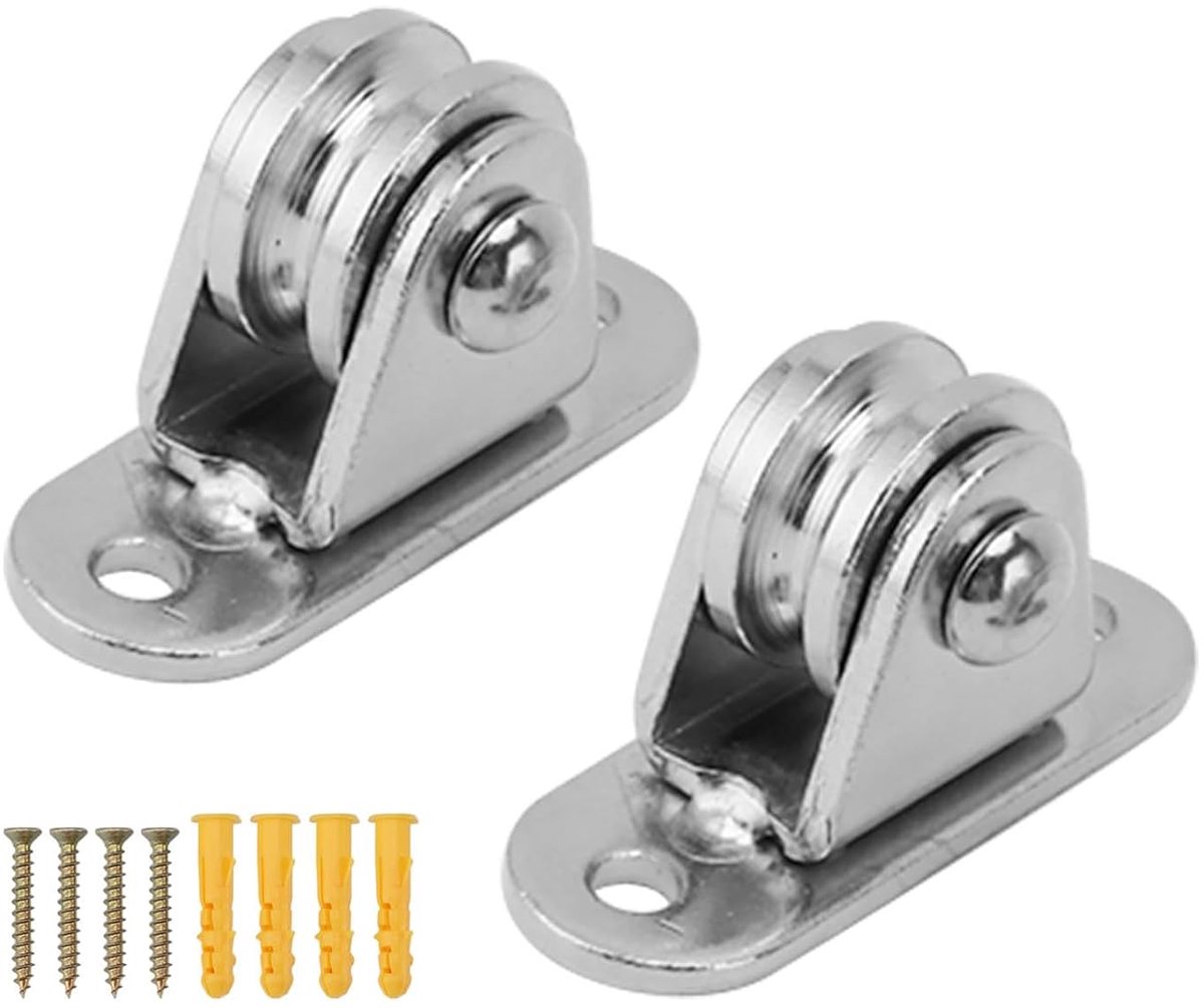 Katrolblok, Vaste Katrol Wandgemonteerde Katrol Roestvrij Staal Stille Katrolrol Laadt 176 Pond Voor Touwen Met Een Diameter Tot 6 Mm/0,2 Inch(2 sets)