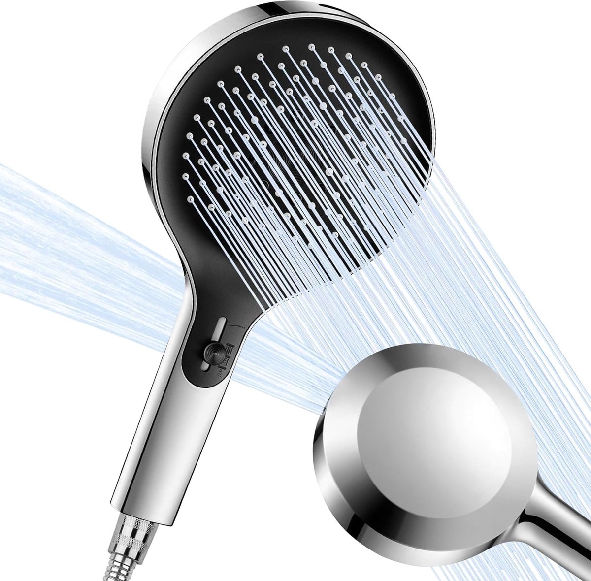 140 mm grote douchekop met slang en houder, 4 straalstanden, waterbesparende handdouche, d
