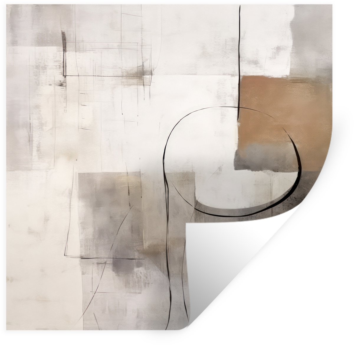 Muurstickers - Sticker Folie - Abstracte kunst - Industrieel - Wit - Grijs - 80x80 cm - Pl