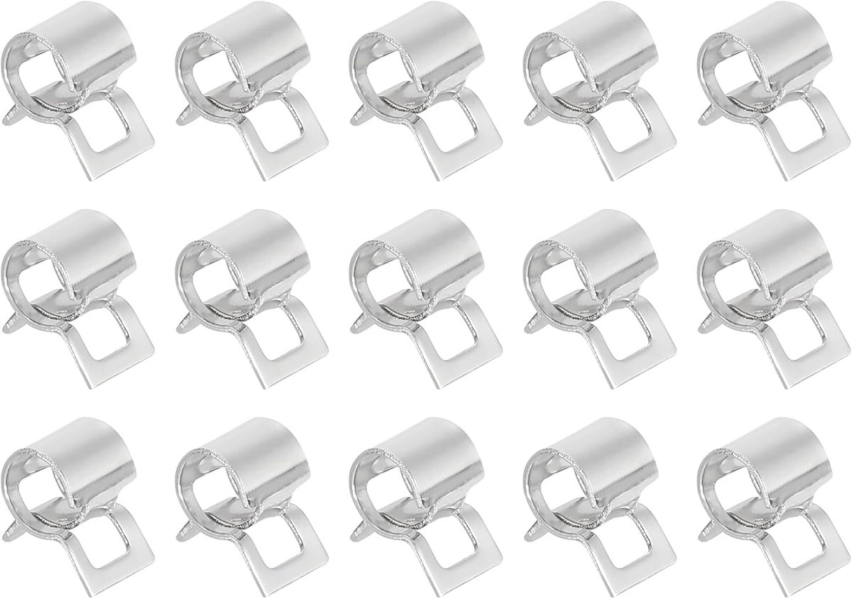 15 stuks slangen veerklem slangklemmen, 5mm benzineslang klemmen veerband-type klemmen brandstof/silikon voor automobiel olierbuis waterbuis luchtslang, nikkel