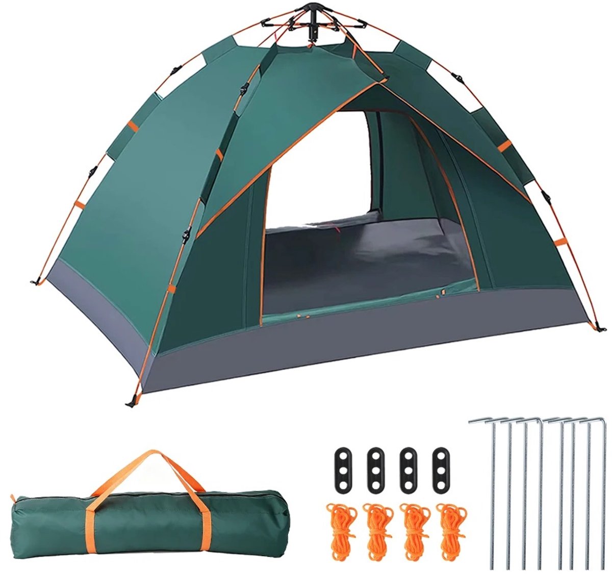 NordHaus Automatische 2-Persoons Tent - Pop-up Kampeertent - Snelopzettent - Hydraulisch Openingssysteem - Lichtgroen 200 x 150 x 110 cm