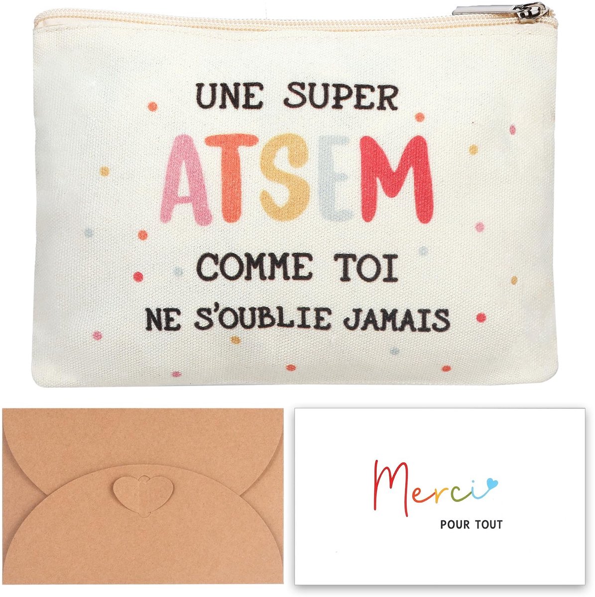 Dailygoods- Canvas Tas Bedrukt met Franse Boodschap - Cadeau voor Leraren - Bedankkaart - Envelop - Verjaardag - Kerstmis - Afmetingen zoals afgebeeld - Cadeautas