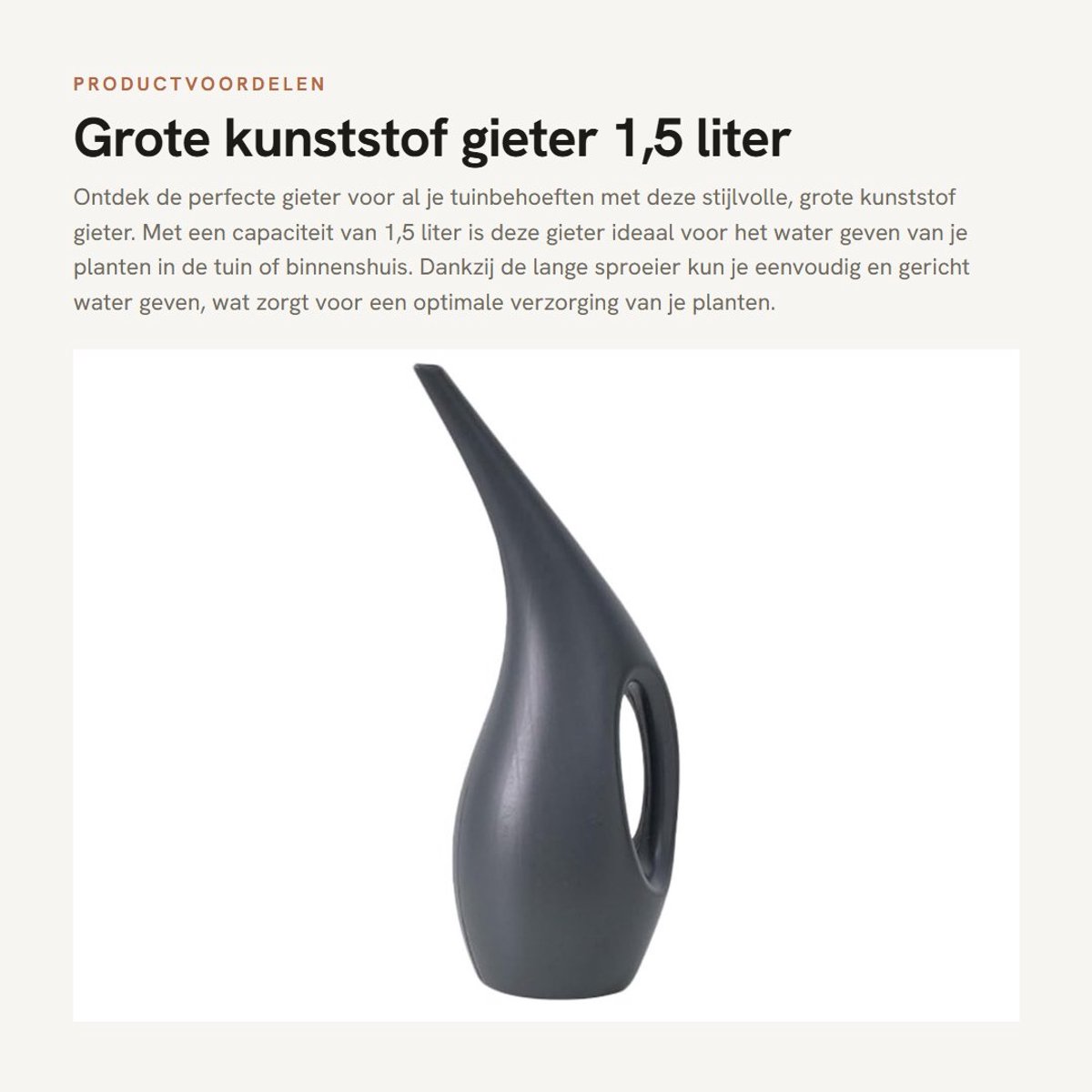 Dailygoods- Gieter 1,5 Liter Grote Capaciteit - Kunststof - Lichtgewicht - Comfortabele Grip - Duurzaam - Geschikt voor Tuinieren - Plantenbewateringskan