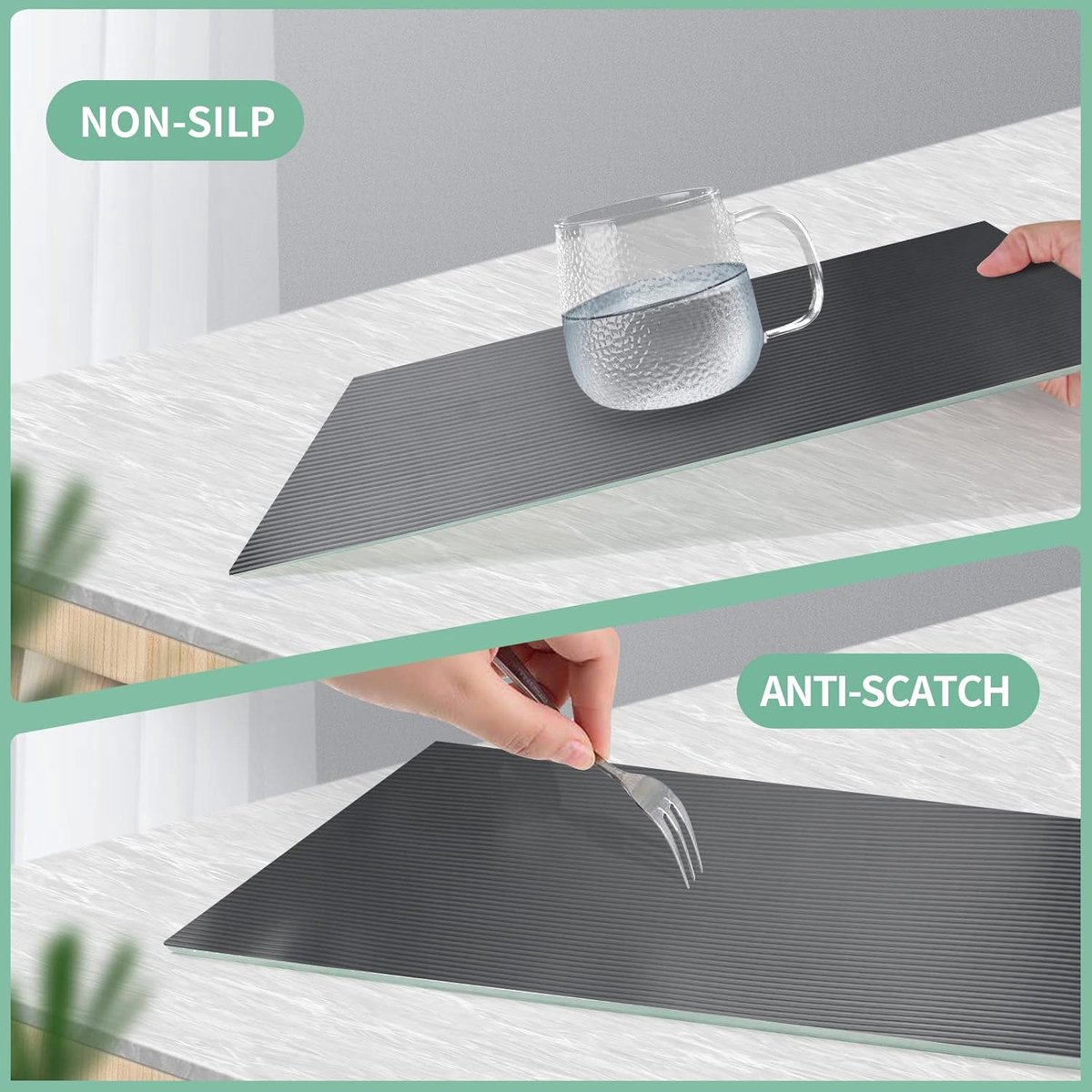 Lademat, EVA Niet-Klevende Antislipmat Plankvoering, Waterdicht Keukenladematten voor Koelkast, Laden, Planken (Grijs/50cm x 600cm)