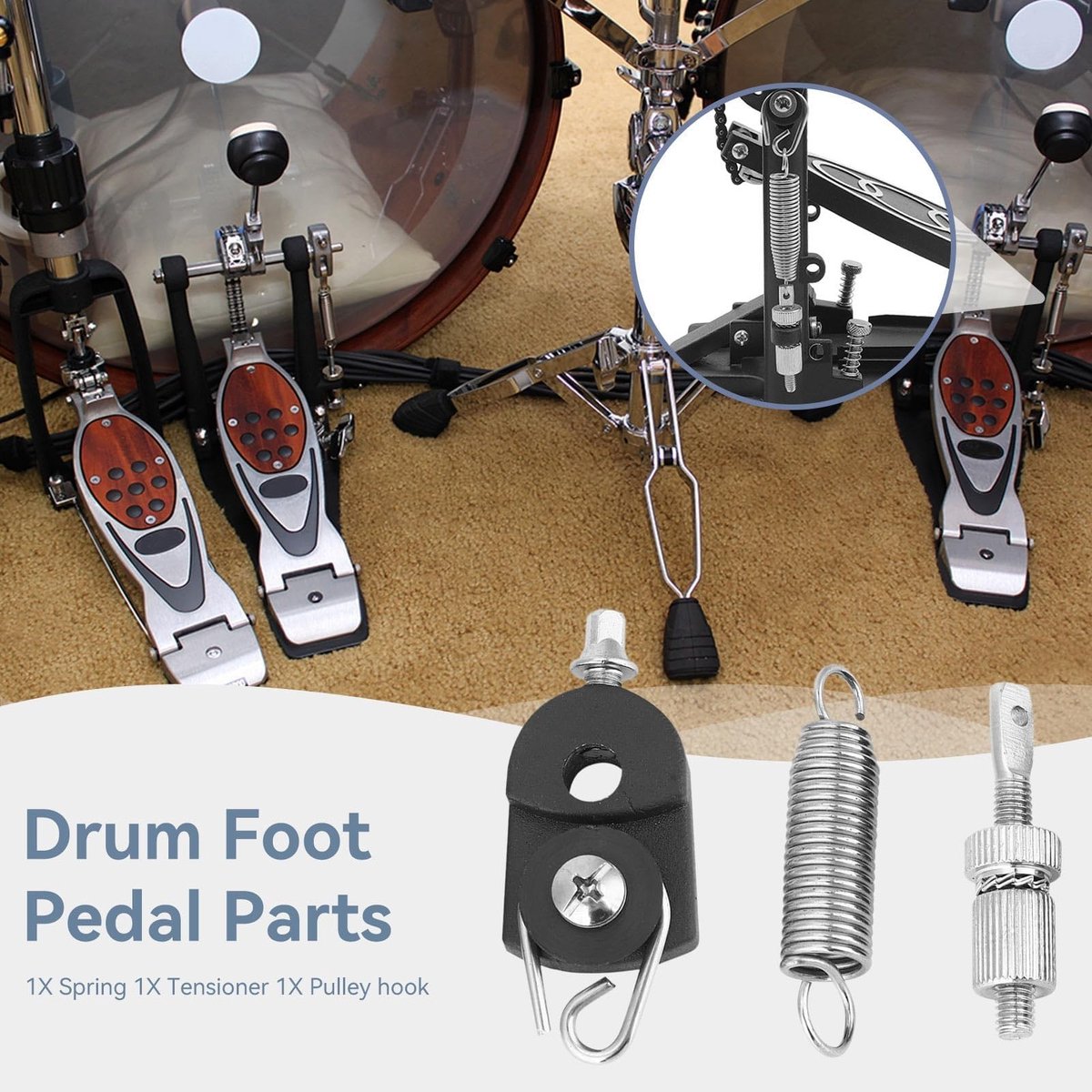 Dailygoods- Voetpedaal Vervangingsveer - Bass Drum - Percussie Instrument - Spanner - Drum Kit Onderdelen - Duurzaam Materiaal