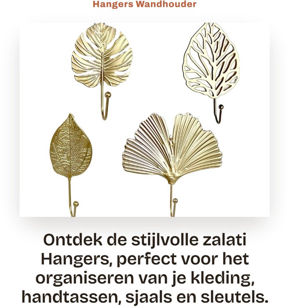Dailygoods- Wandhouder Bladvorm - 4 Stuks - Stevig/IJzer - Wanddecoratie - Thuisopslag - Uniek Ontwerp - 18,5 x 10 cm - Wandhaak