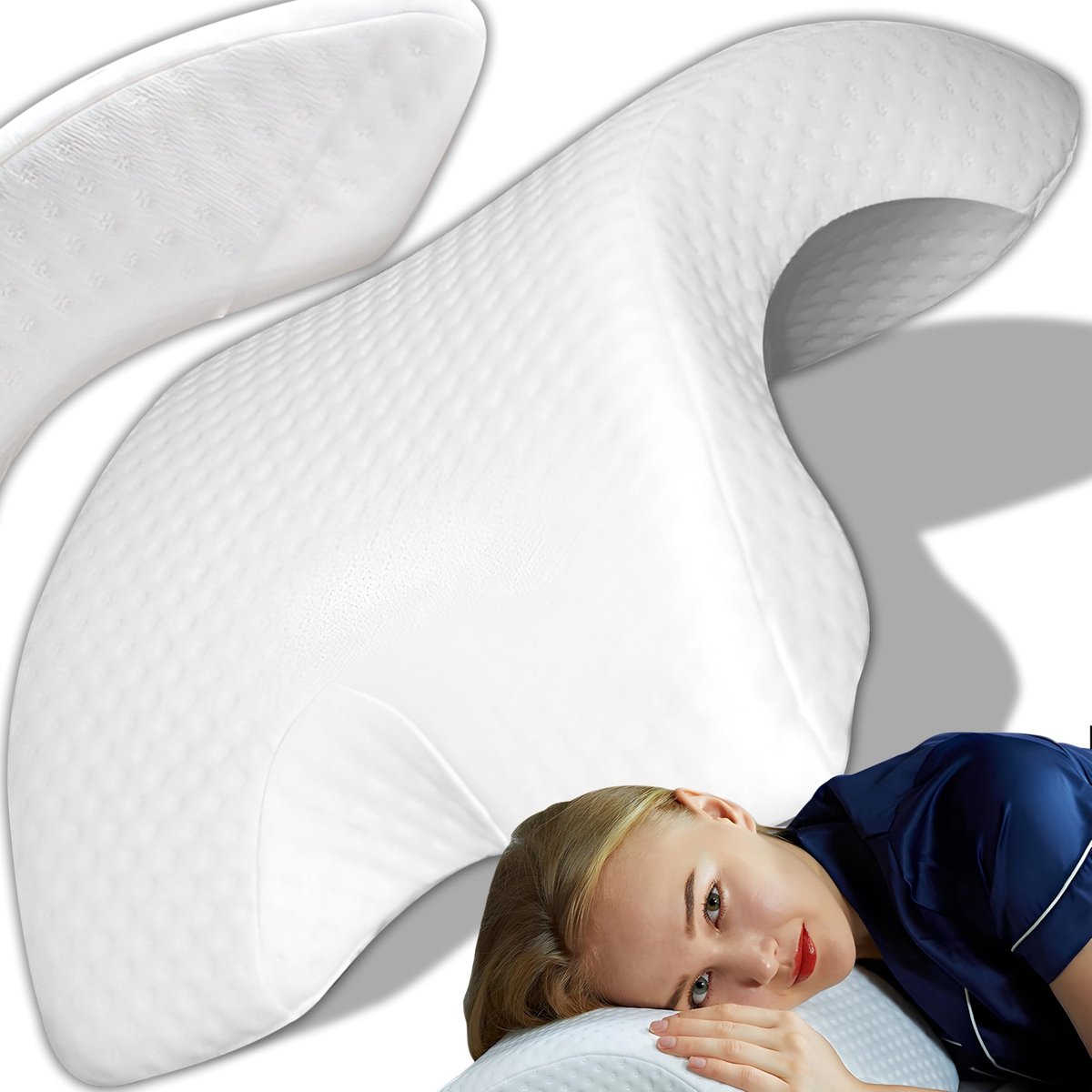 Dailygoods- Traagschuim Kussen Ergonomisch - Hoofdkussen Nekklachten - Hoofdkussen Zijslaper - Armkussen - Schuimkussen - Duurzaam en Verstevigd