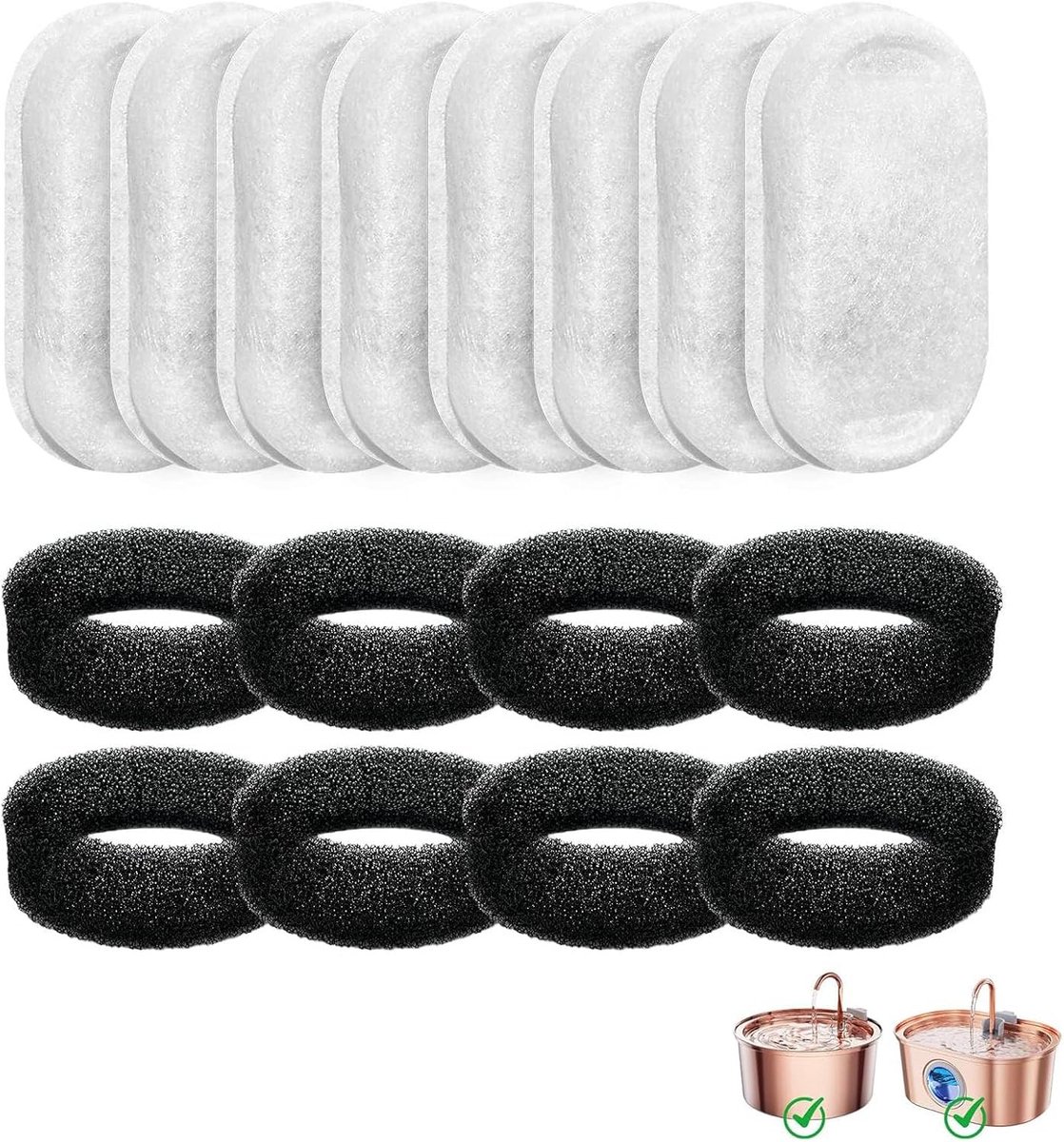 Filters Voor Drinkfontein in 8 kattenfontein filters en 8 pomp sponzen