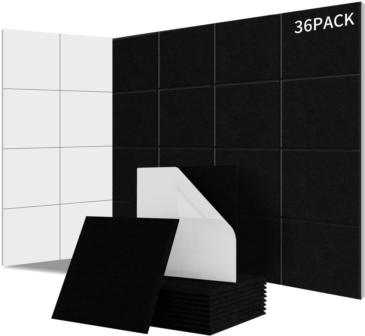 Dailygoods- Akoestische Panelen 36 Stuks - Geluidsisolatie - Zelfklevend - 100% Polyester - 30x30x0,9 cm - Premium Geluidsabsorptie - Geluidsabsorberende Panelen