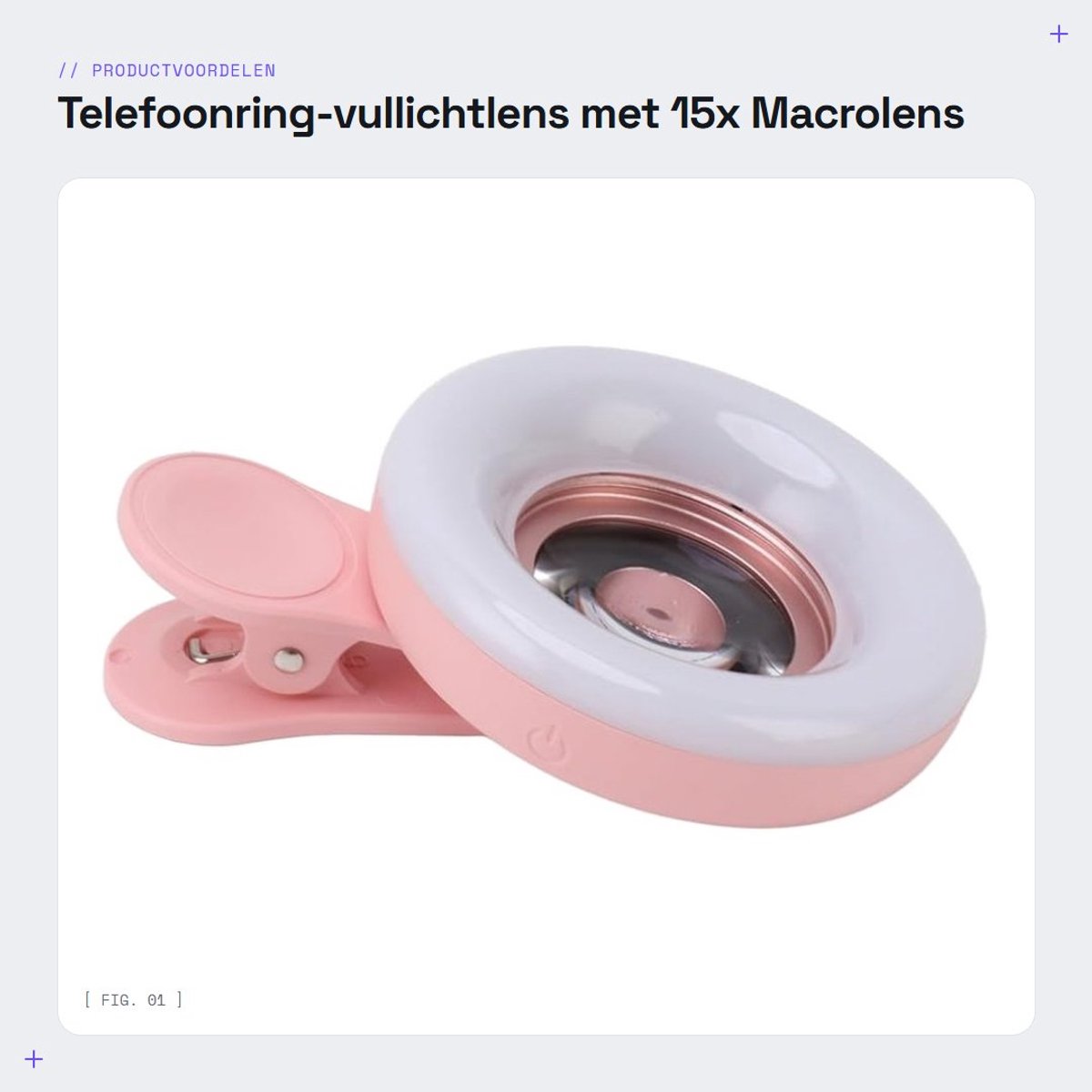 Dailygoods - Telefoonring-vullichtlens met 15x Macrolens