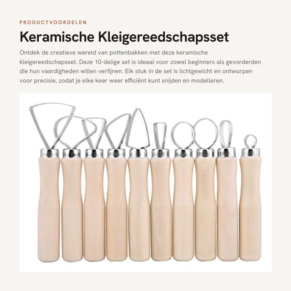 Dailygoods- Kleigereedschapsset 10-Delig - Lichtgewicht - Professioneel/Amateur - Precisie - Houten Handgrepen - Comfortabel Gebruik - Pottenbakkersgereedschap
