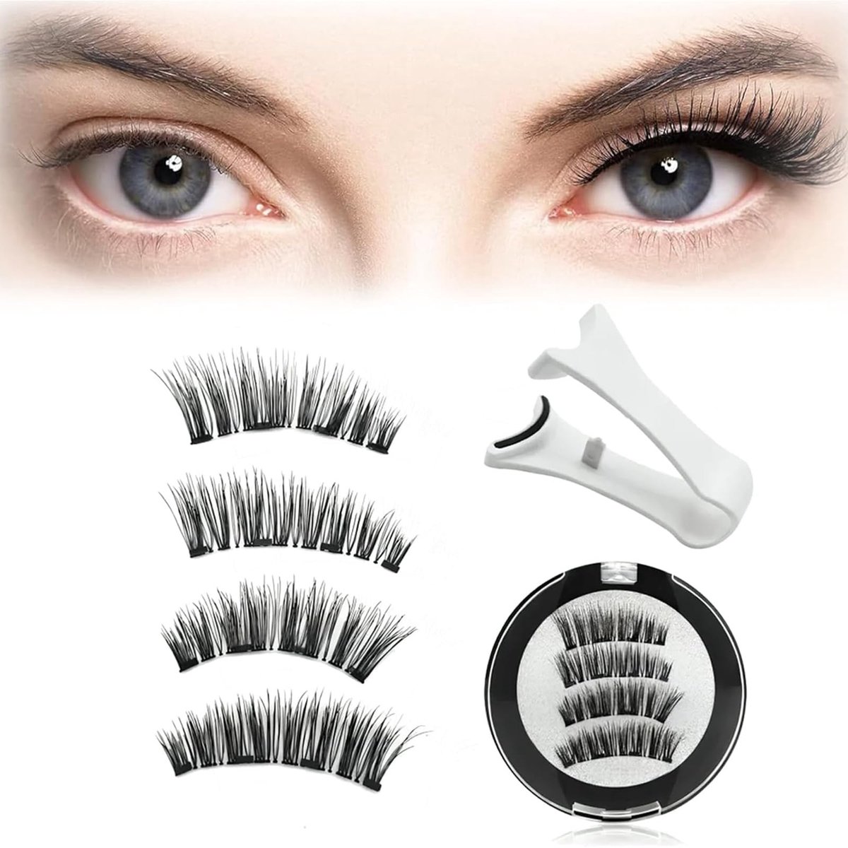 Dailygoods- Wimpers Natuurlijke Look - Magnetische Wimpers - Herbruikbaar - Geen Lijm Nodig - Inclusief Applicator - Innovatieve Magneettechnologie - Nepwimpers
