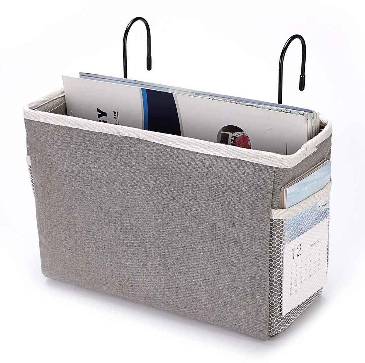 Hangend opbergidee, langs het bed, zakje, studentenkamer, organizer, caddy, bureau, voor home office, school, slaapzaal, stapelbed (grijs)