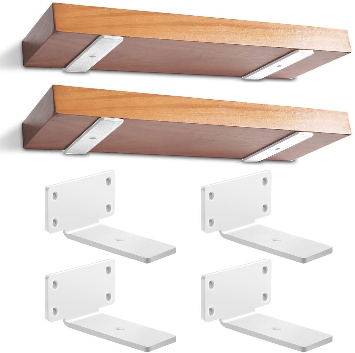 Zwevende Plankdragers, 4 Stucks Robuuste Wandgemonteerde Plankdragers, L-Vormige Metalen Plankdragers voor Zwevende Planken | Home Storage (Wit/12.5cm)