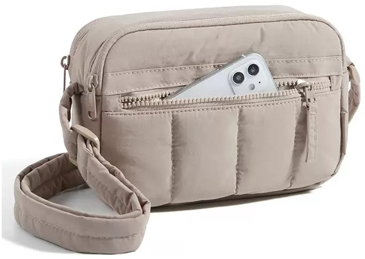 Heuptasje dames - Crossbody Tas Dames - Puffy Schoudertas - Gewatteerde Handtas met Verstelbare Schouderriem - Lichtgewicht Crossbody Tas met Meerdere Vakken - Camel