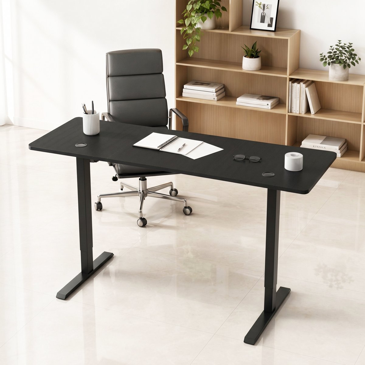 Froadp 120x60cm Hoogteverstelbare Elektrische Schrijftafel Met Geheugenfunctie Voor 3 Hoogten En Typ-C Oplaadpoort, Verstelbare Computertafel, Sta-Zit Tafel, Voor Kantoor Zwart