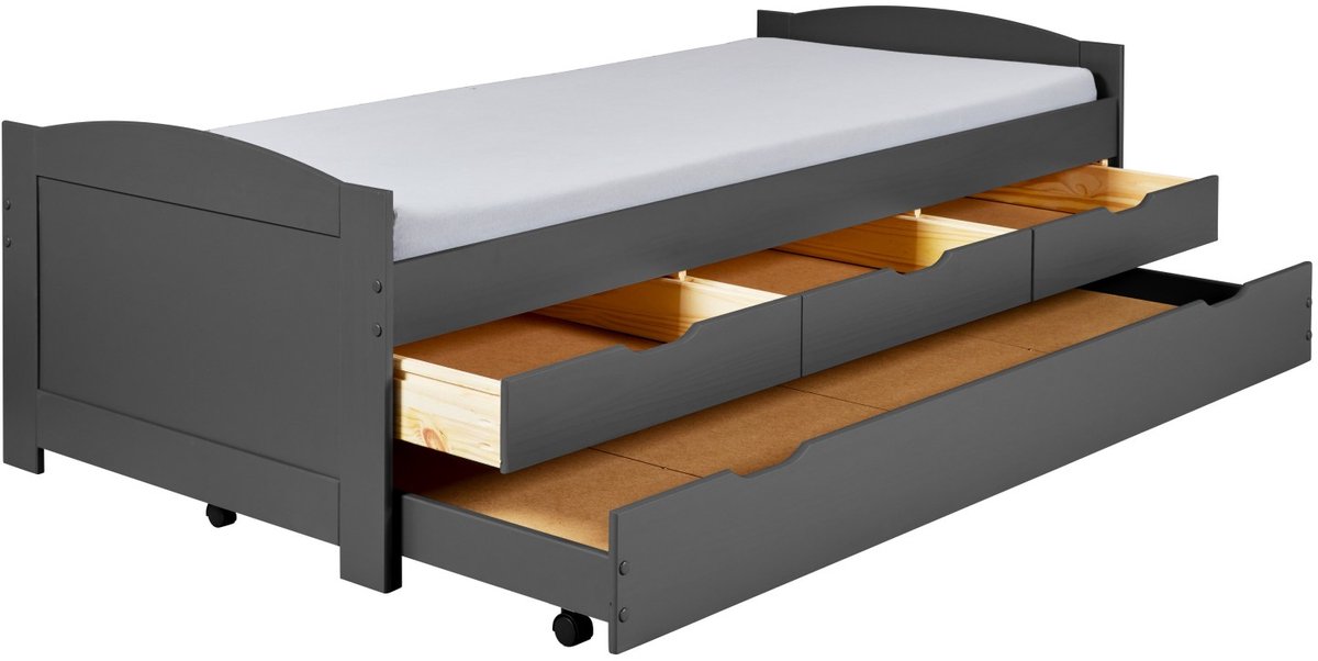 Kajuitbed Jenny 3 lades - grijs - Interlink - Kajuitbed - Grijs - Hout Eenpersoons Kajuitbed