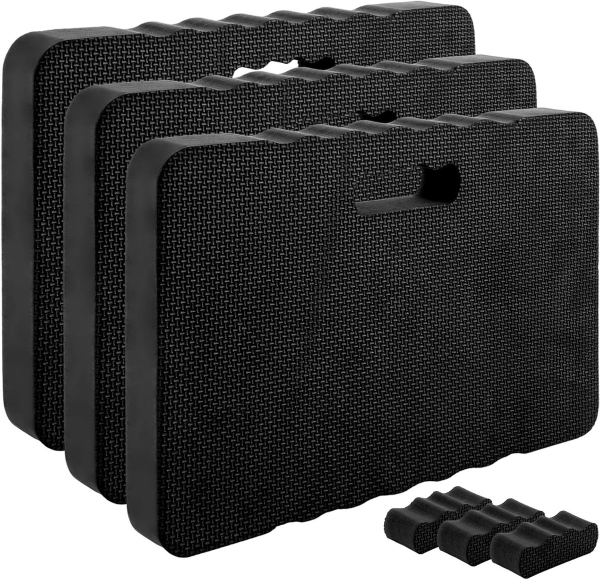 Set van 3 Tuinkniekussens Zwart 43 x 28 x 4 cm Dikke Waterafstotende Kussens voor Tuinieren, Yoga en Babybad