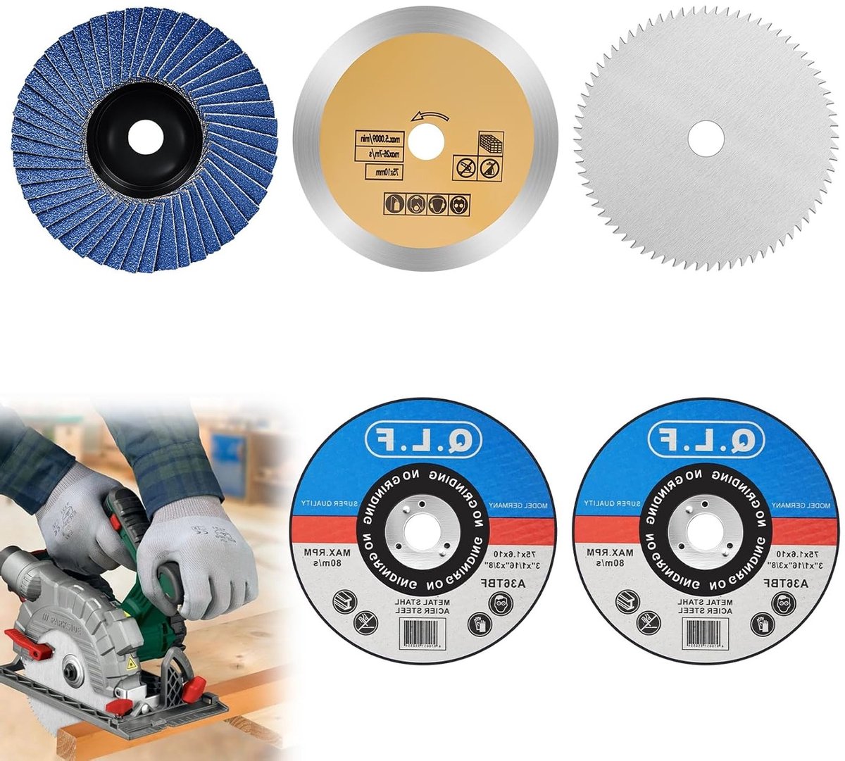 Set van 5 Professionele Slijpschijven van 76 mm voor Efficiënt en Nauwkeurig Snijden van Hout, Tegels en Polijsten van Metaal