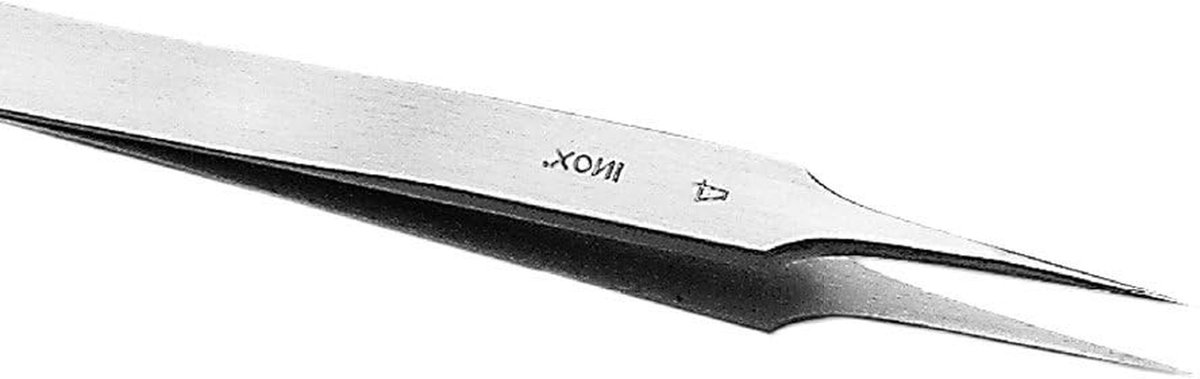 Precisie Pincet - Extra Fijne Punten - Biologisch Werk - Handgesmeed Roestvrij Staal - 110 mm Lengte - Zilver