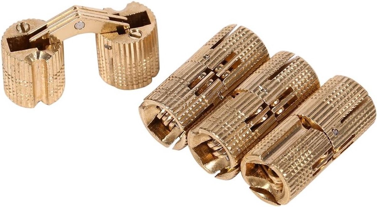 Verborgen 12mm koperen scharnieren voor kasten - Onzichtbare deurhengsels voor meubels en hardware, 4 stuks per verpakking