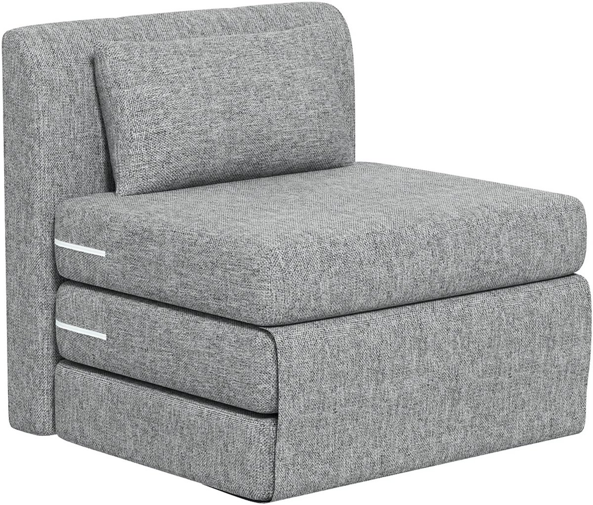 JOYNEXTBUY - Slaapfauteuil 1 Persoons - Uitklapbare Fauteuil met Matras en Kussen - Logeerstoel tot 240 kg - Relaxfauteuil voor Woonkamer en Logeerkamer - Grijs