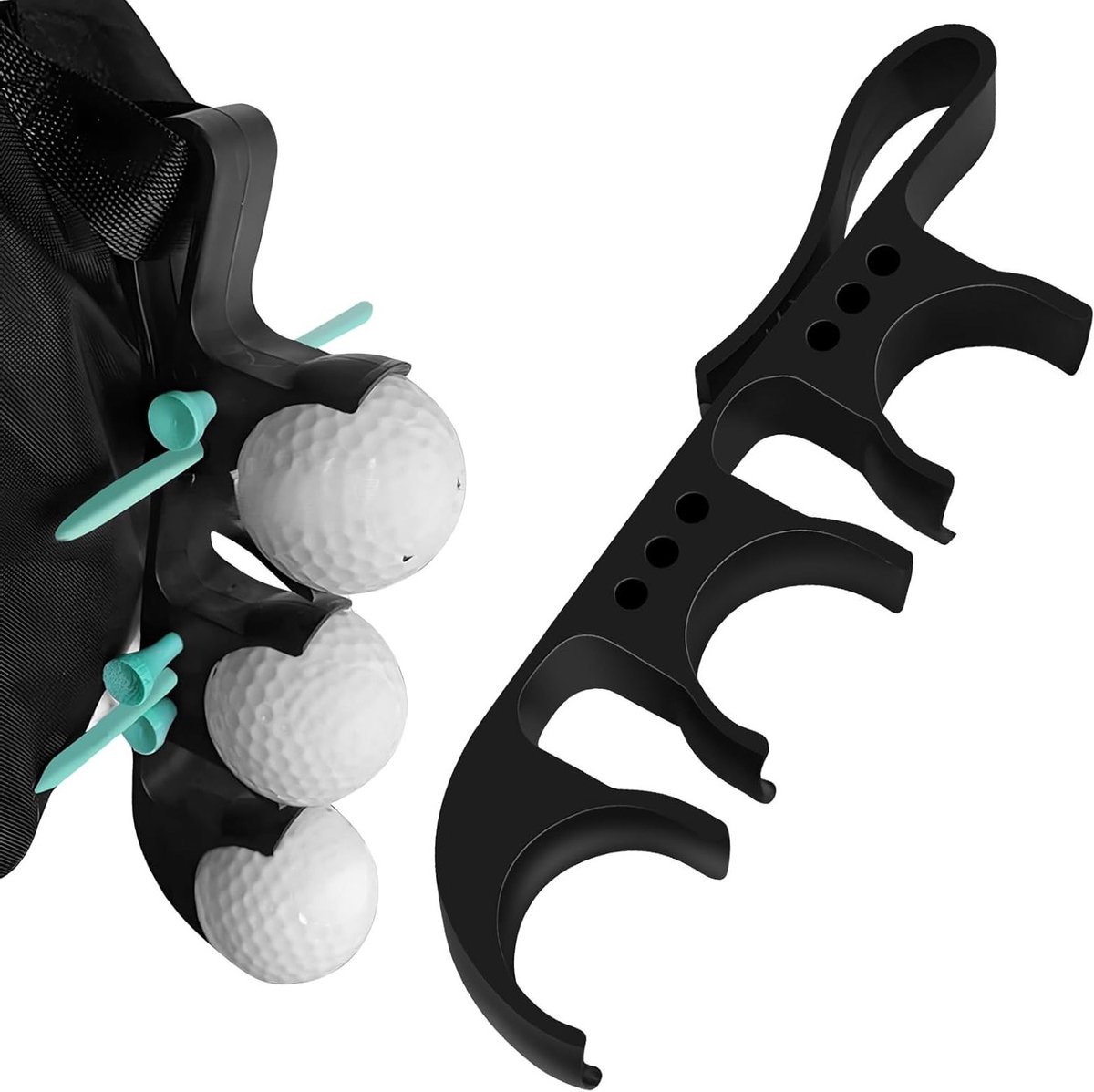 2 in 1 Golf Ball Tee Holder met Snelle Ontgrendeling, Draagbare Accessoire voor Golftassen, Geschikt voor 3 Ballen en 6 Tees