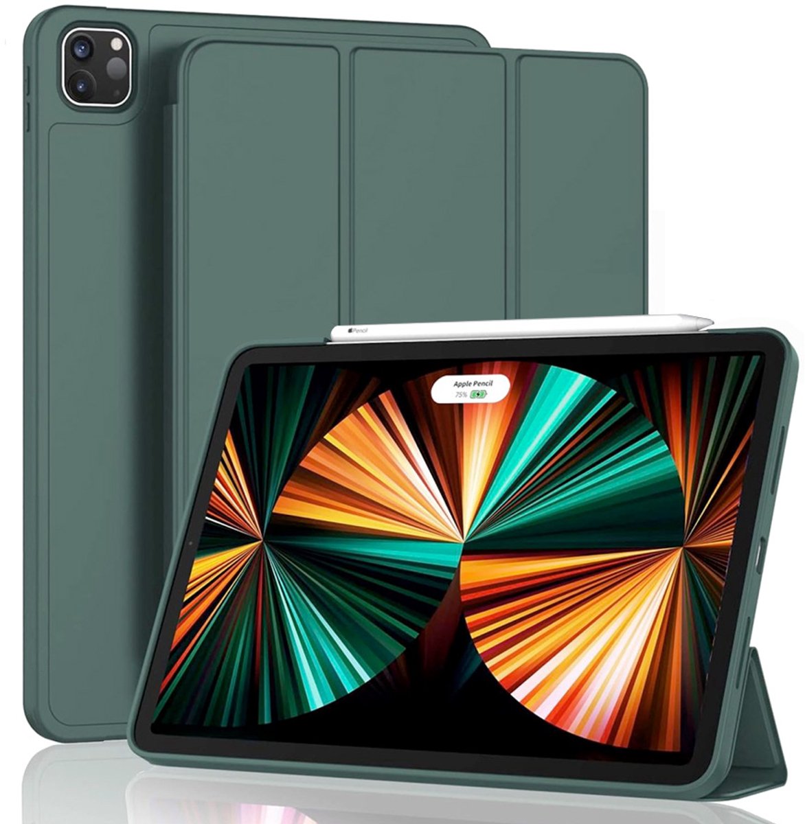 CaseMania Bookcase hoesje geschikt voor Apple iPad Pro 13 (M4/M5) - Effen Groen - Kunstleer