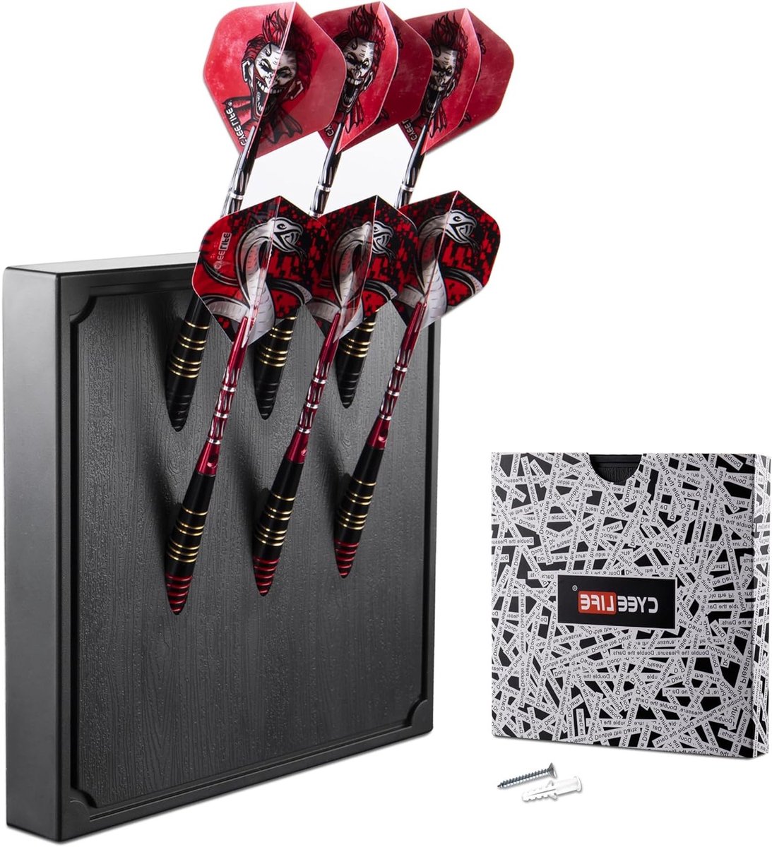 Wandmontage Dart Houder voor 6 Darts - Geschikt voor Stalen en Zachte Darts - Dart Accessoires in Zwart Matte Afwerking