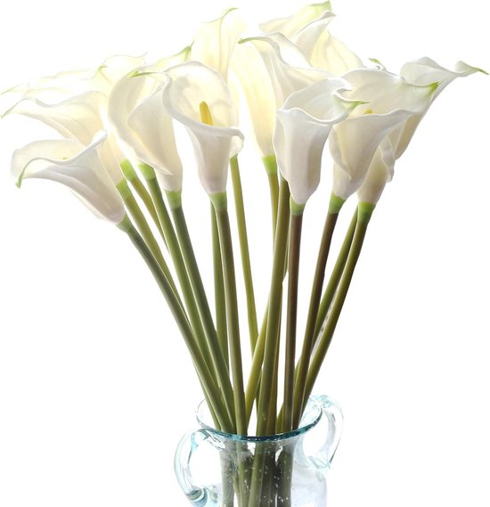 Kunstbloemen Calla Lelies - Aronskelk Bloemen - Huis Decoratie - Realistisch PU Materiaal - 67 cm Steel - Wit