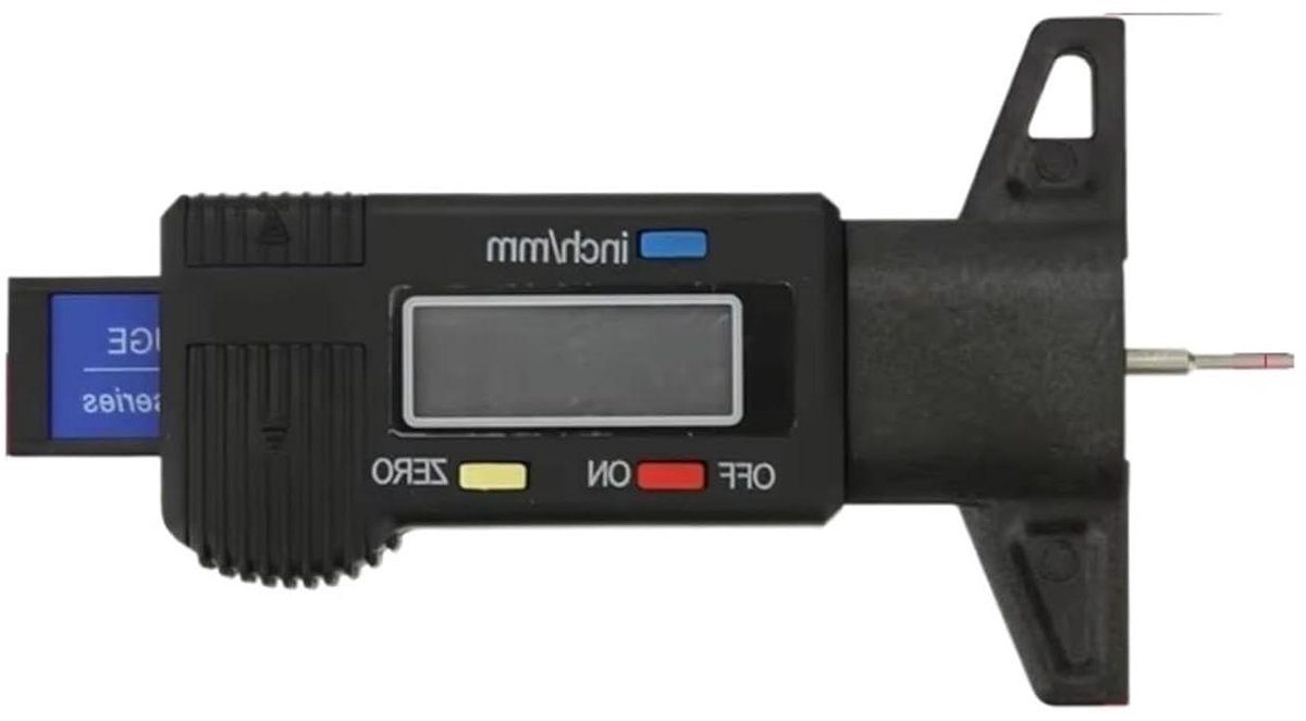 Bandenprofieldieptemeter - Bandmeter Diktemeter - Voertuigonderhoud Meten - Digitaal LCD Scherm - 0-25.4 mm Bereik - Zwart