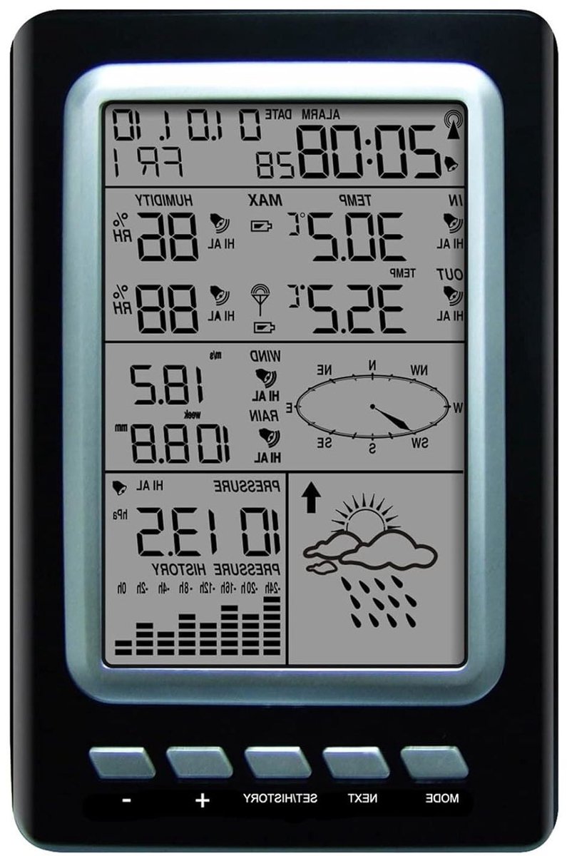 Weerstation - Weersvoorspeller - Thuisgebruik - Draadloze Sensoren - 189.5mm - One Color