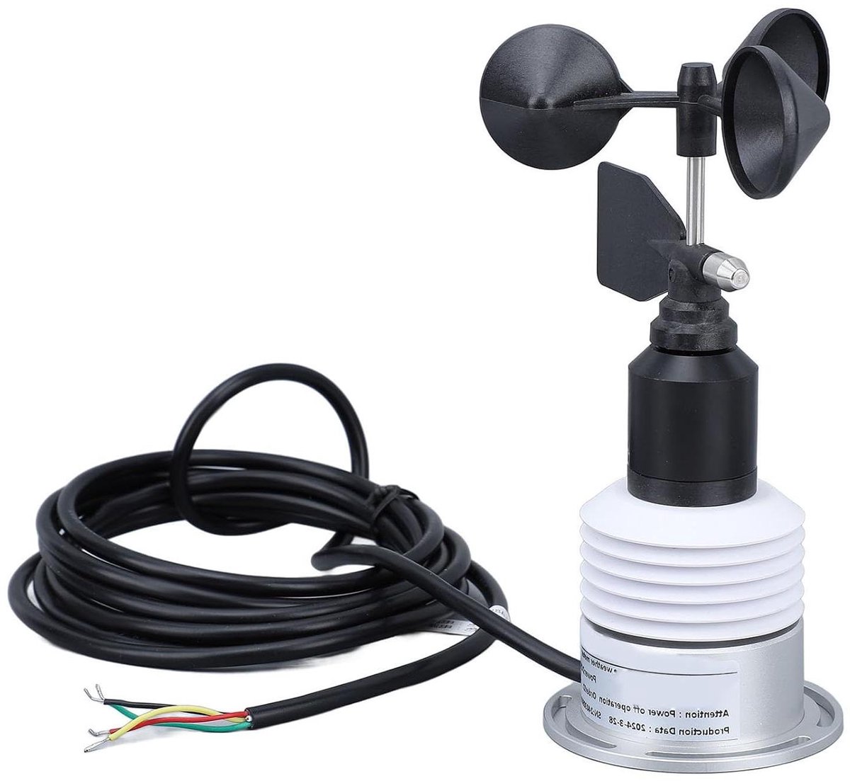 5-in-1 Weermeter - Weersensor Weerstation - Omgevingsmonitoring - Robuuste Betrouwbaarheid - 2m Kabel - Wit