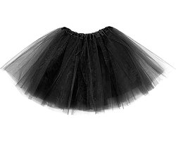 Tule rokje - 40 cm - 3 Lagen Womens Tutu Rok - Tutu - Petticoat - Volwassen petticoat - Ballet rokje - Verstelbare Elastische Taille - Volwassen Tutus voor Vrouwen - Carnaval & Feestelijke Rok - Zwart