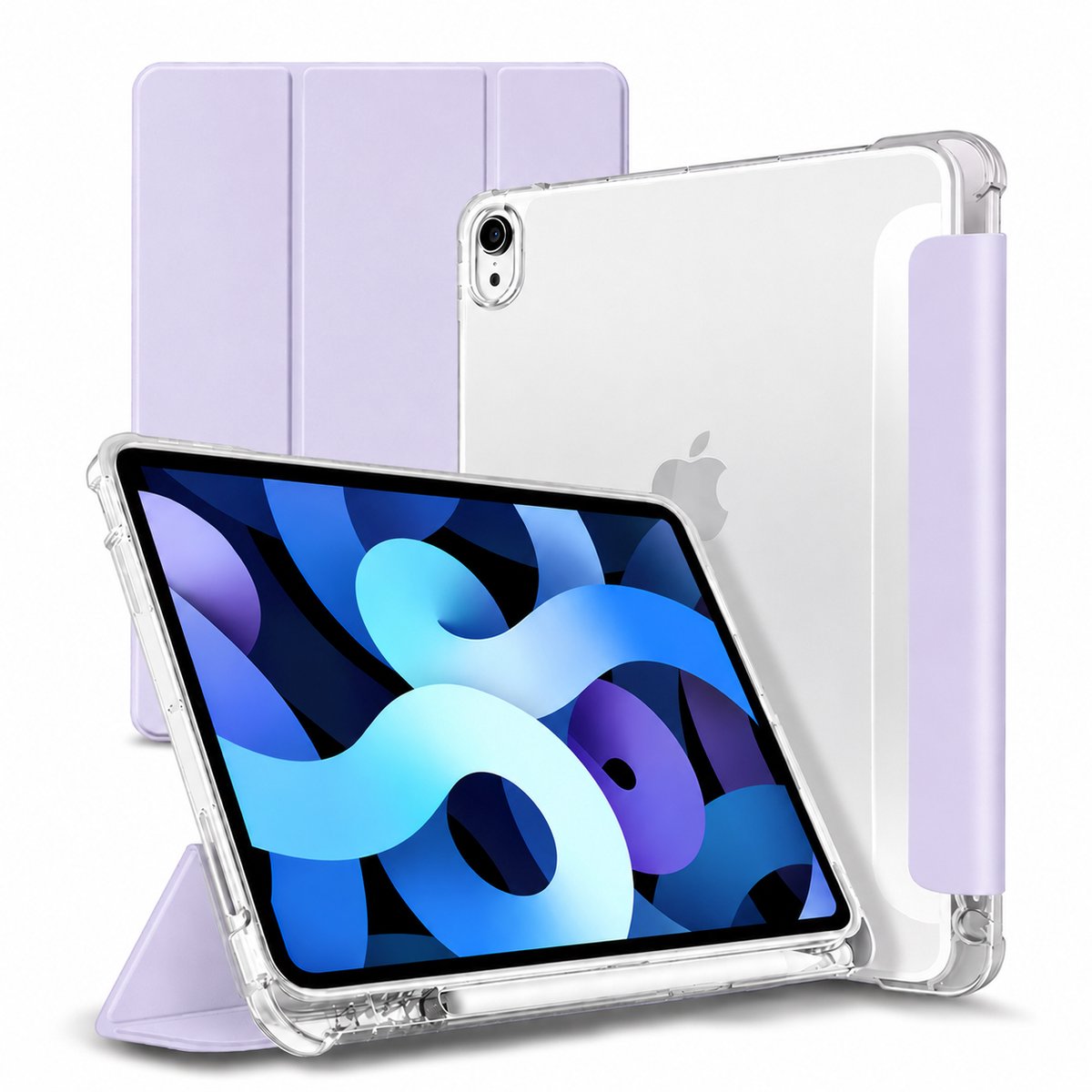Tolvia Tablet Hoes - Geschikt voor Apple iPad 11 (2025 A16) / Apple iPad 10.9 (2022) - Met Pencil Houder & Transparante Acryl Achterkant - Paars