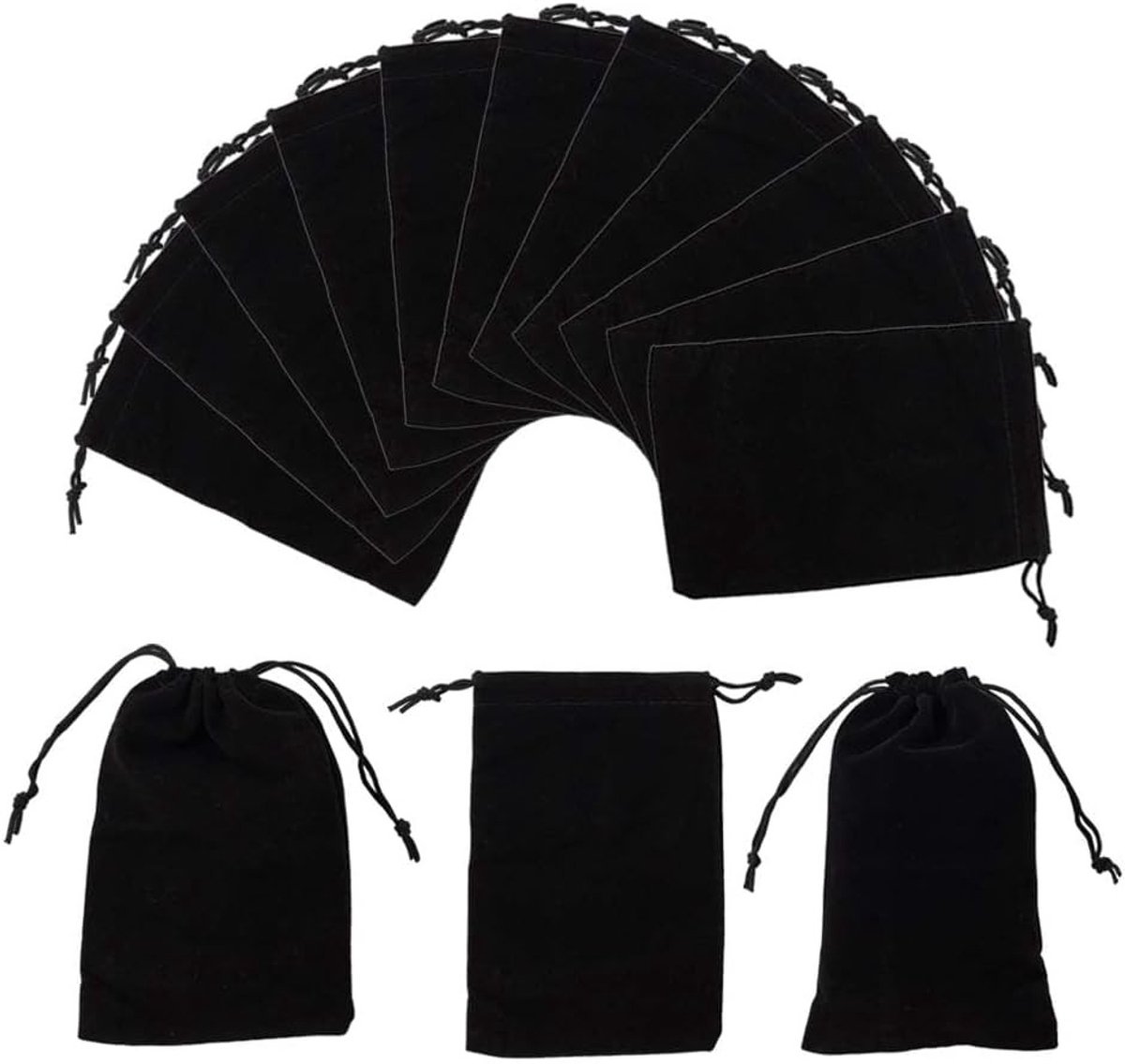 5 Stuks Zwarte Fluwelen Tassen 10×15 cm voor Sieraden, Oordopjes en Sleutelhangers - Perfecte Cadeautassen voor Kerst en Feestdagen
