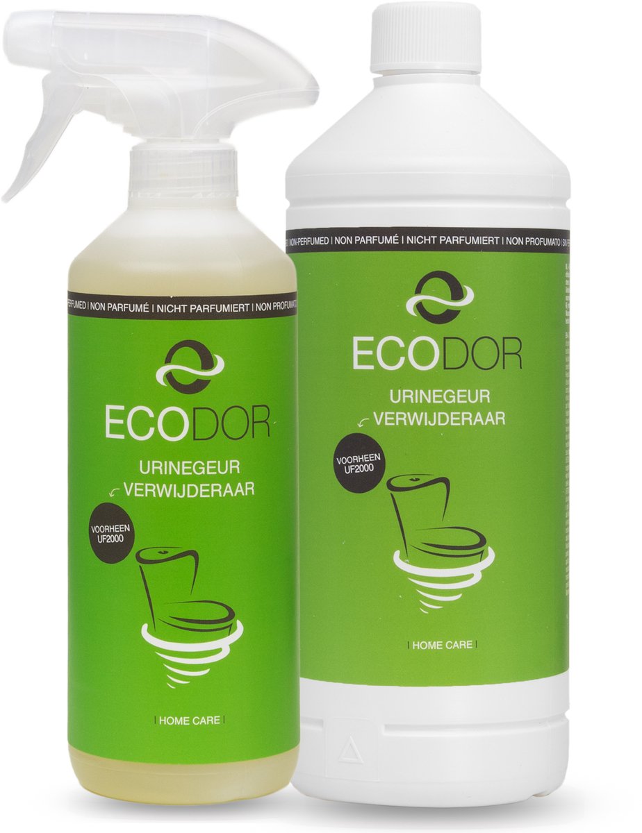 Ecodor UF2000 Urinegeur verwijderaar - 500 ml spray + 1L navulling – Urinegeur verwijderen - Enzym reiniger - Ongeparfumeerd