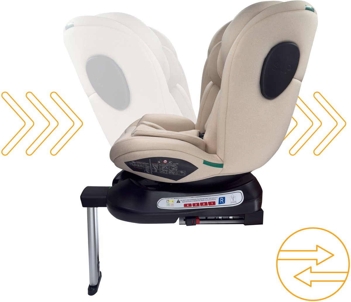 Liefjes & Co Growsafe Autostoel – i-Size 4-in-1 – 360° Draaibaar – ISOFIX & Steunpoot – Groep 0/1/2/3 (40–150 cm) Beige thumbnail 3