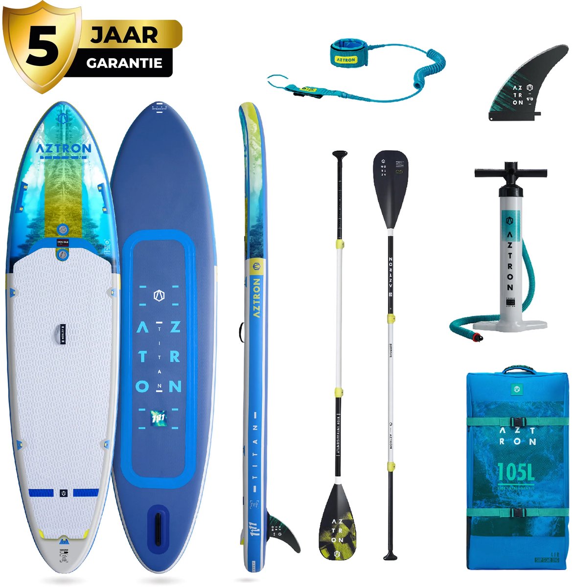 Aztron Premium Pro Titan 11'11 Opblaasbare SUP Pakket - Allround - 363x86x15 cm - Extra Stabiel - Donkerblauw