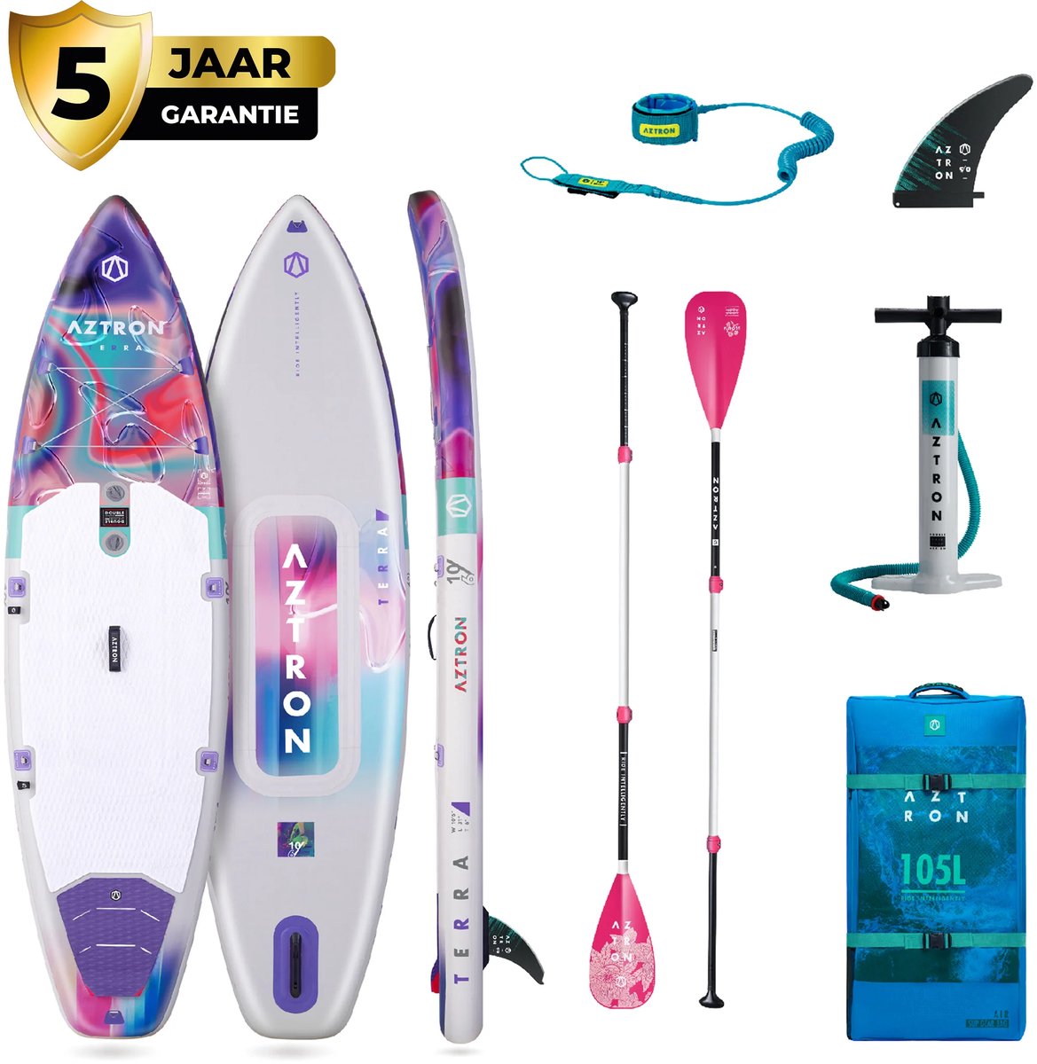 Aztron Premium Pro Terra 10'6 Opblaasbare SUP Pakket - Touring - 320x79x15 cm - Wendbaar - Paars