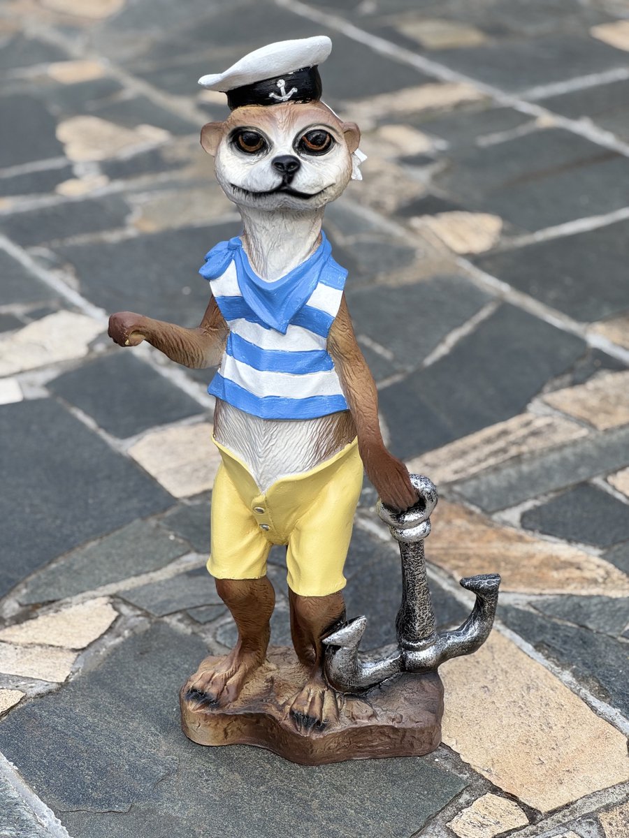 Stokstaart Matroos met anker 61cm hoog - dierenbeeld - polyester - anker - zee - matroos - lente - zomer - decoratie - interieurdecoratie - tuindecoratie - cadeau - geschenk - voor haar - Moederdag - Vaderdag - Verjaardag - Nieuwjaar - Kerst - Pasen