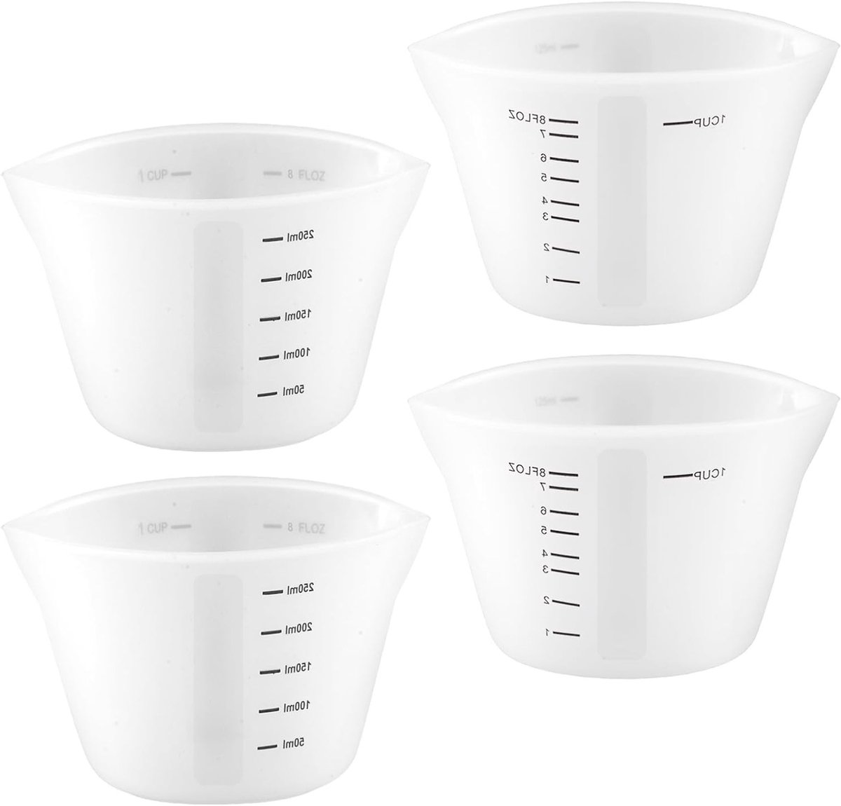 Set van 4 Siliconen Maatbekers 500ml voor Epoxyhars, Gieten en DIY Projecten - Perfect voor Maatwerk en Creatieve Klussen