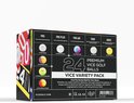 Doos met 24 Vice Premium golfballen in verschillende kleuren en ontwerpen.