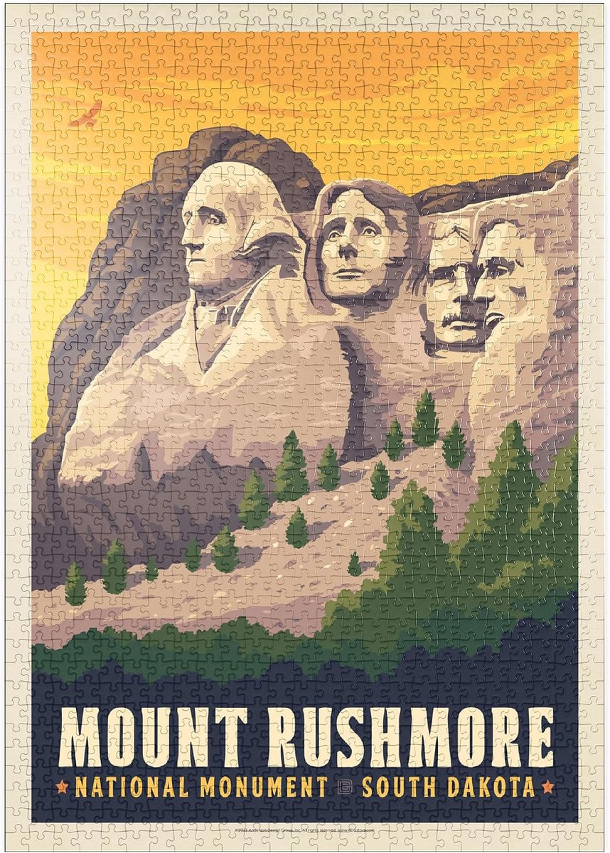 Legpuzzel Mt. Rushmore - Vintage Poster Puzzel - Ontspanning Thuis - Hoge Resolutie Print - 1000 Stukjes - Multicolor