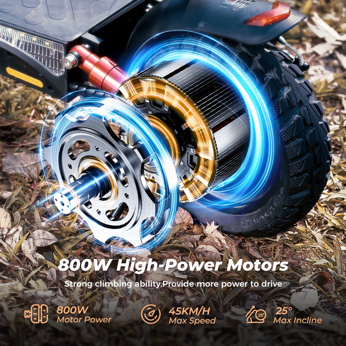 iScooter iX4 Elektrische scooter - 10‑inch honingraat‑off‑road banden - 40km actieradius - 800W motor - 48V15Ah accu - Maximaal laadvermogen 150 kg - zwart – foto 8
