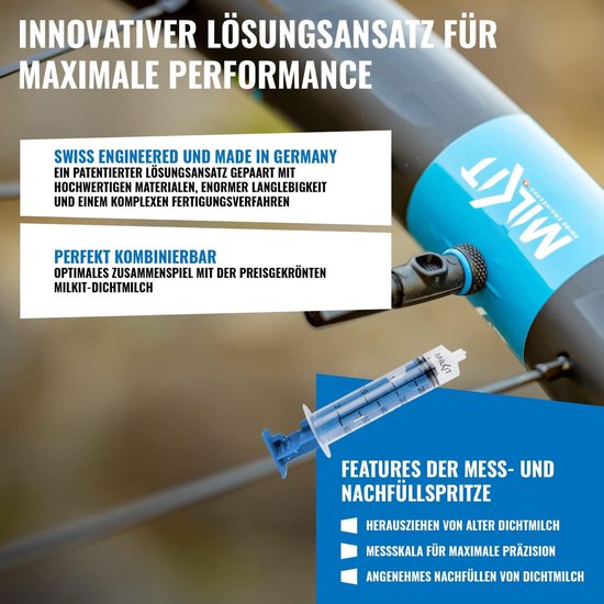 Tubeless Kit - Banden Monteerset - Fietsbanden Vullen - Schoon Melk Injecteren - 55mm - Zwart — afbeelding 2