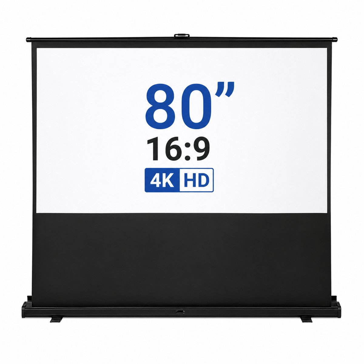 ITRONIQ Projectiescherm Vloerstaand 80 Inch - Draagbaar Beamer Scherm 16:9 - 177x99,5 CM - 4K HD - Glasvezel - Opvouwbaar - Zwart