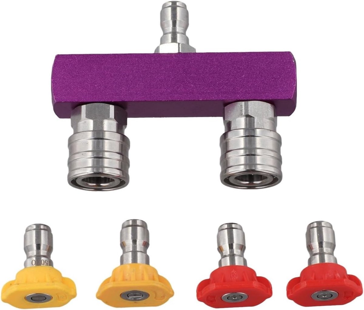 Hogedrukreiniger Mondstuk - Adapter Set - Terras Reinigen - Dubbele Koppeling - 1/4 Inch - Paars
