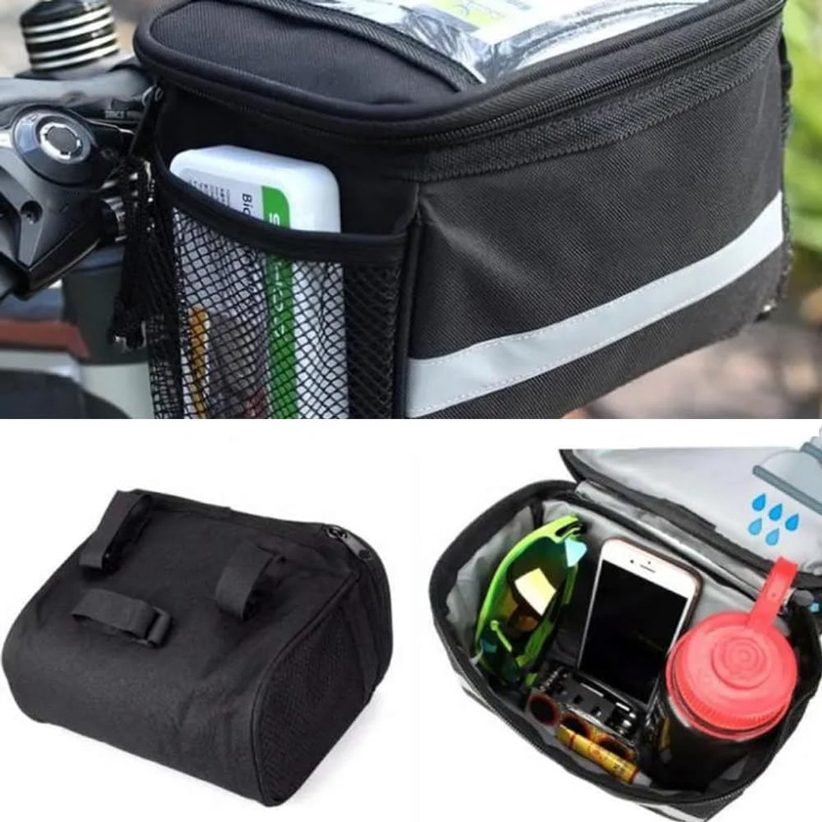 Fietsmand - Waterdicht Nylon - Met Telefoonhouder - Eenvoudig Te Bevestigen - Voor E-Bike en Elektrische Fietsen